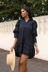 Black Poplin Dress Hem Drop