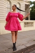 Pink Poplin Dress Puff-sleeved