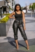 Black Faux Leather Cargo Pants