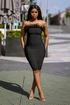 Black Feather Strapless Bandage Dress