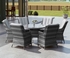 Apollo Luxury Rattan Left Hand Corner Sofa Stool Bench and Rising Fire Pit Table - Grey